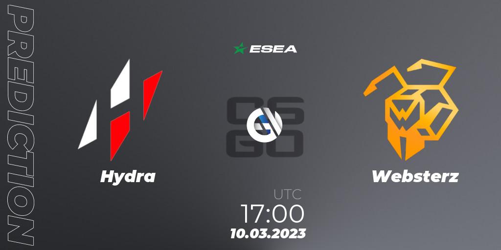 Prognose für das Spiel Hydra VS Websterz. 10.03.23. CS2 (CS:GO) - ESEA Season 44: Advanced Division - Europe