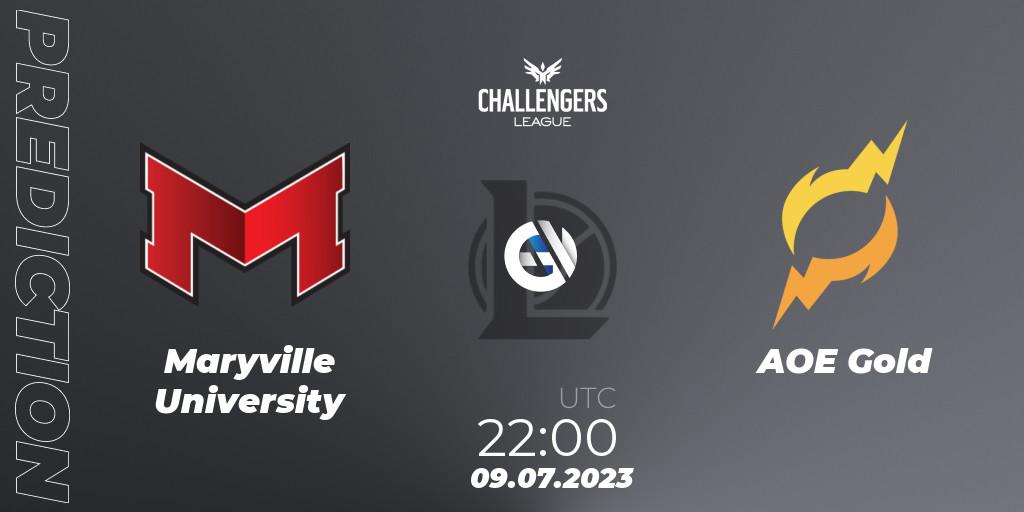 Prognose für das Spiel Maryville University VS AOE Gold. 09.07.23. LoL - North American Challengers League 2023 Summer - Group Stage