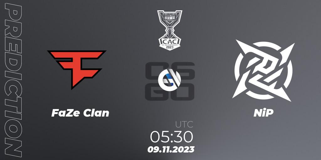 Prognose für das Spiel FaZe Clan VS NiP. 09.11.23. CS2 (CS:GO) - CS Asia Championships 2023