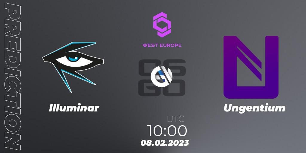 Prognose für das Spiel Illuminar VS Ungentium. 08.02.2023 at 10:00. Counter-Strike (CS2) - CCT West Europe Series #1