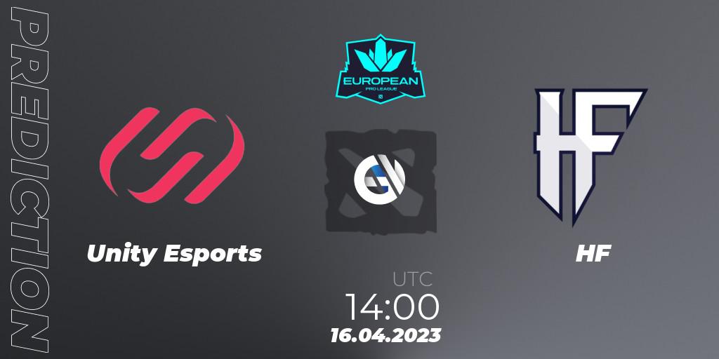 Prognose für das Spiel Unity Esports VS HF. 16.04.23. Dota 2 - European Pro League Season 8