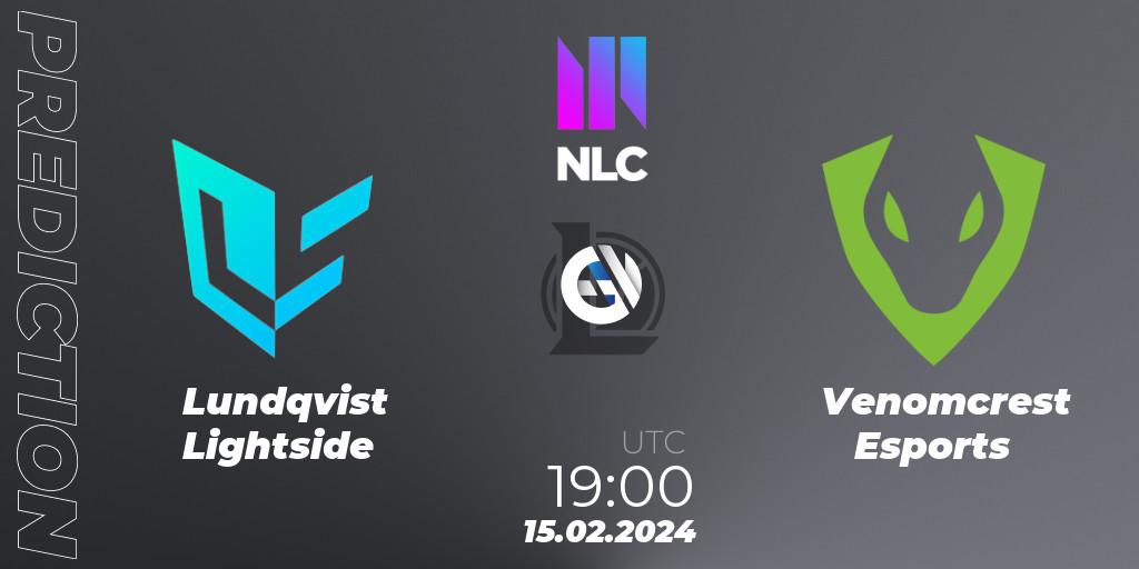 Prognose für das Spiel Lundqvist Lightside VS Venomcrest Esports. 15.02.24. LoL - NLC 1st Division Spring 2024