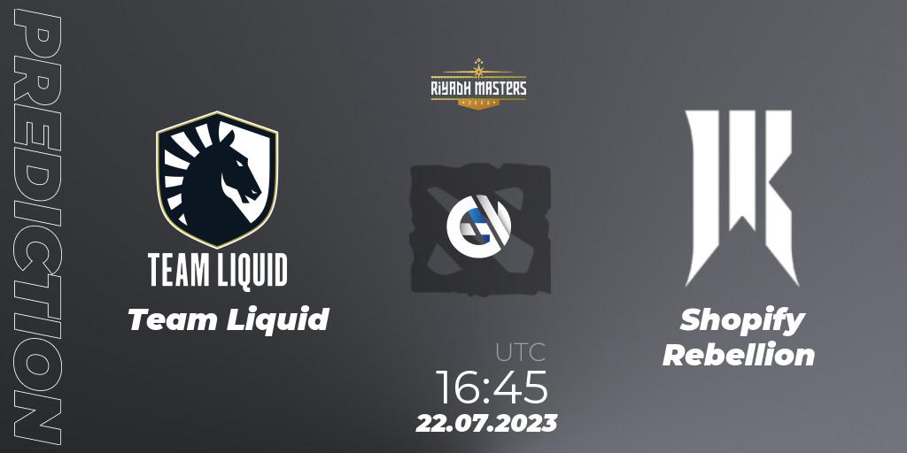 Prognose für das Spiel Team Liquid VS Shopify Rebellion. 22.07.23. Dota 2 - Riyadh Masters 2023 - Group Stage