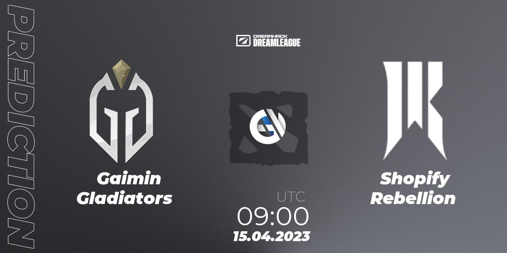 Prognose für das Spiel Gaimin Gladiators VS Shopify Rebellion. 15.04.23. Dota 2 - DreamLeague Season 19 - Group Stage 2