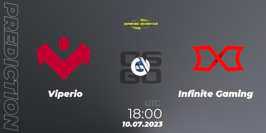 Prognose für das Spiel Viperio VS Infinite Gaming. 10.07.23. CS2 (CS:GO) - Gaming Devoted Become The Best: Series #2