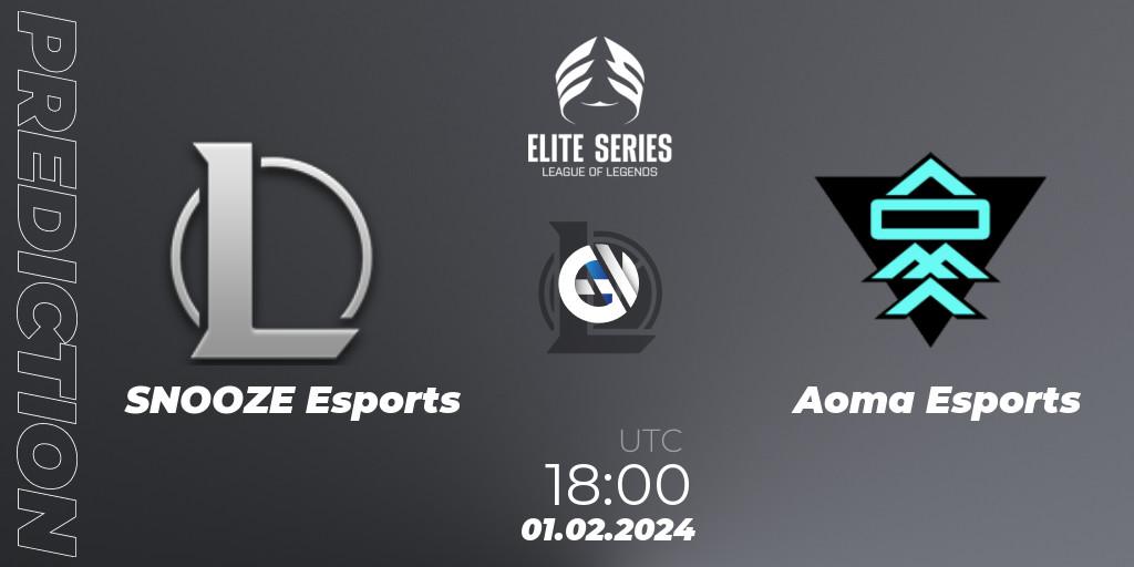 Prognose für das Spiel SNOOZE Esports VS Aoma Esports. 01.02.2024 at 18:00. LoL - Elite Series Spring 2024