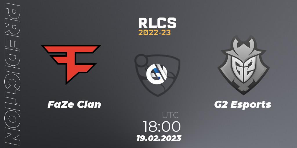 Prognose für das Spiel FaZe Clan VS G2 Esports. 19.02.2023 at 18:00. Rocket League - RLCS 2022-23 - Winter: North America Regional 2 - Winter Cup
