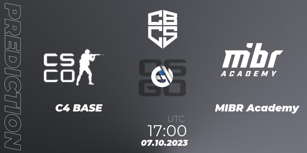 Prognose für das Spiel C4 BASE VS MIBR Academy. 07.10.2023 at 17:00. Counter-Strike (CS2) - CBCS 2023 Season 3: Open Qualifier #1