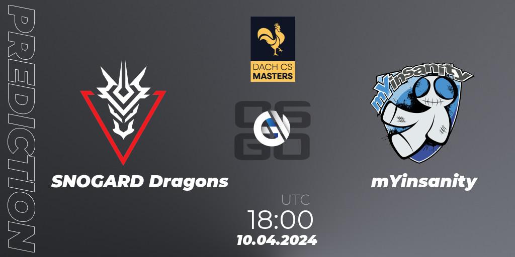 Prognose für das Spiel SNOGARD Dragons VS mYinsanity. 10.04.24. CS2 (CS:GO) - DACH CS Masters Season 1