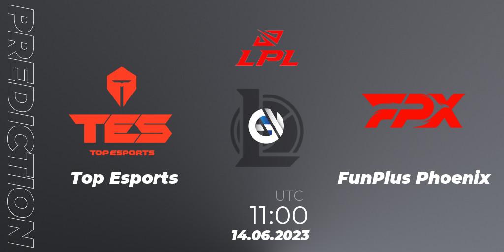 Prognose für das Spiel Top Esports VS FunPlus Phoenix. 14.06.23. LoL - LPL Summer 2023 Regular Season