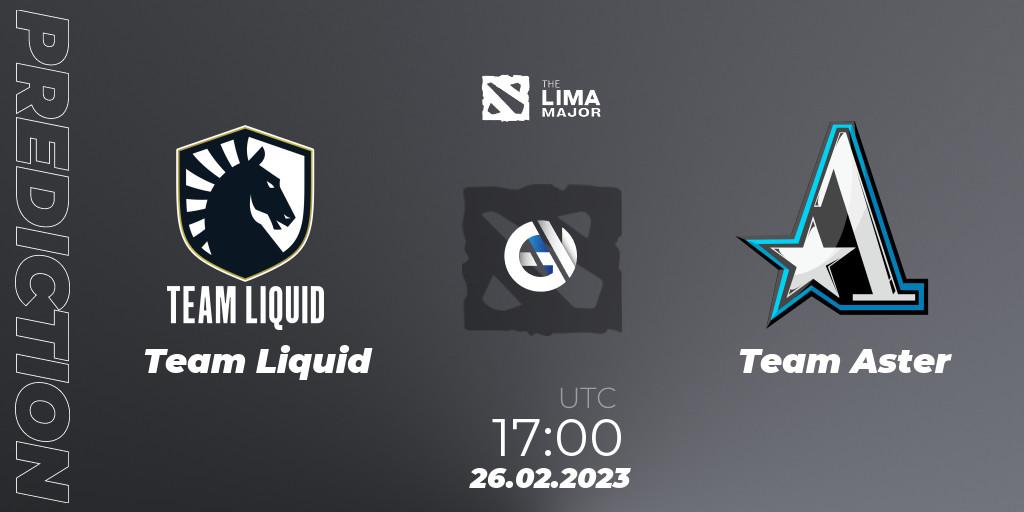 Prognose für das Spiel Team Liquid VS Team Aster. 26.02.2023 at 16:57. Dota 2 - The Lima Major 2023