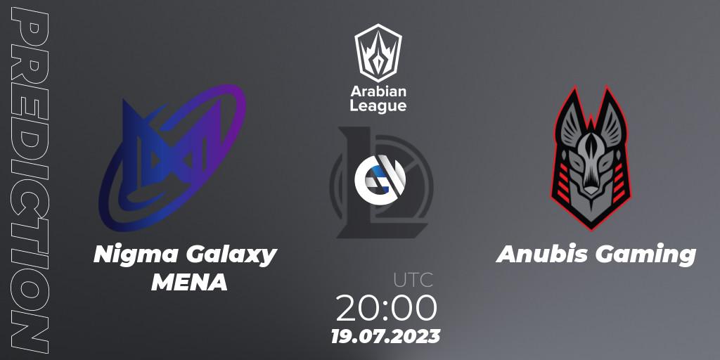 Prognose für das Spiel Nigma Galaxy MENA VS Anubis Gaming. 19.07.23. LoL - Arabian League Summer 2023 - Group Stage