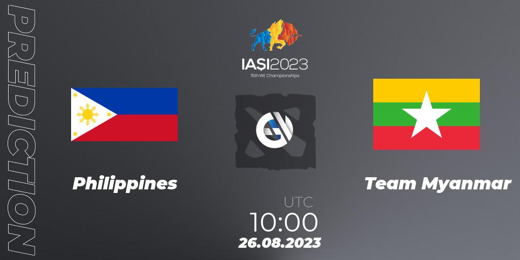 Prognose für das Spiel Philippines VS Team Myanmar. 26.08.23. Dota 2 - IESF World Championship 2023