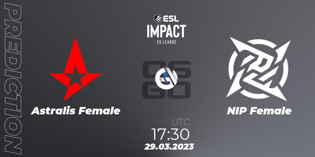 Prognose für das Spiel Astralis Female VS NIP Female. 29.03.23. CS2 (CS:GO) - ESL Impact League Season 3: European Division