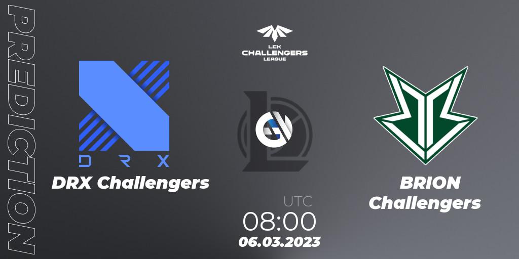 Prognose für das Spiel DRX Challengers VS Brion Esports Challengers. 06.03.2023 at 07:20. LoL - LCK Challengers League 2023 Spring