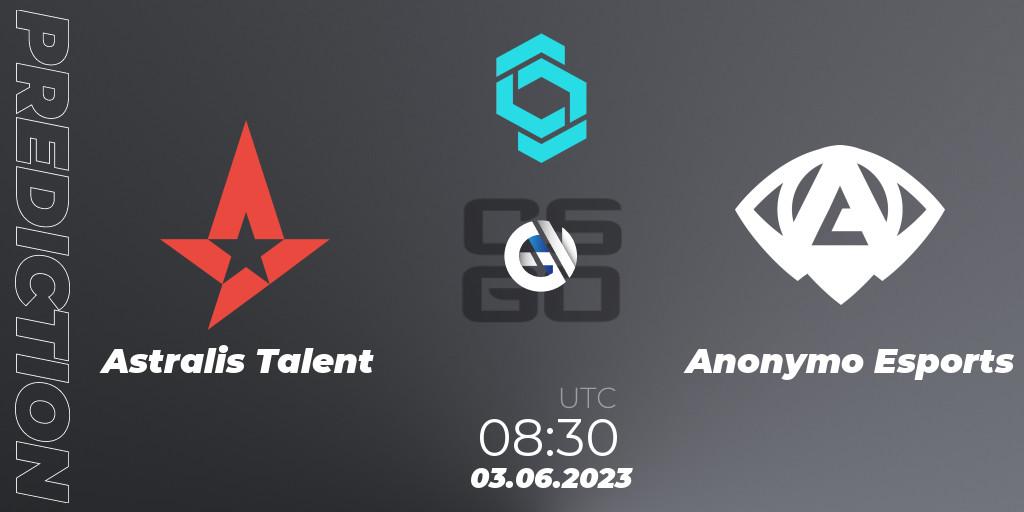Prognose für das Spiel Astralis Talent VS Anonymo Esports. 03.06.23. CS2 (CS:GO) - CCT North Europe Series 5