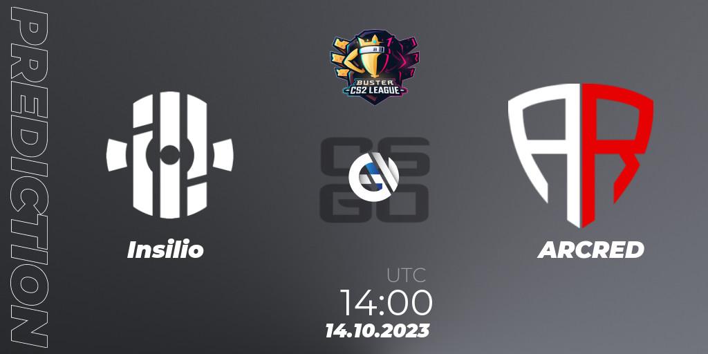 Prognose für das Spiel Insilio VS ARCRED. 14.10.2023 at 14:00. Counter-Strike (CS2) - Buster CS2 League