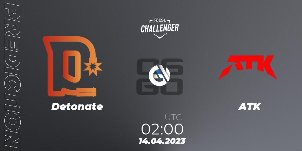 Prognose für das Spiel Detonate VS ATK. 14.04.23. CS2 (CS:GO) - ESL Challenger Katowice 2023: North American Qualifier