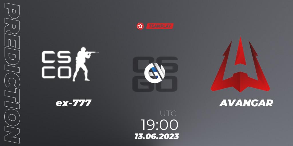 Prognose für das Spiel ex-777 VS AVANGAR. 13.06.2023 at 18:30. Counter-Strike (CS2) - LEON x TEAMPLAY Season 1