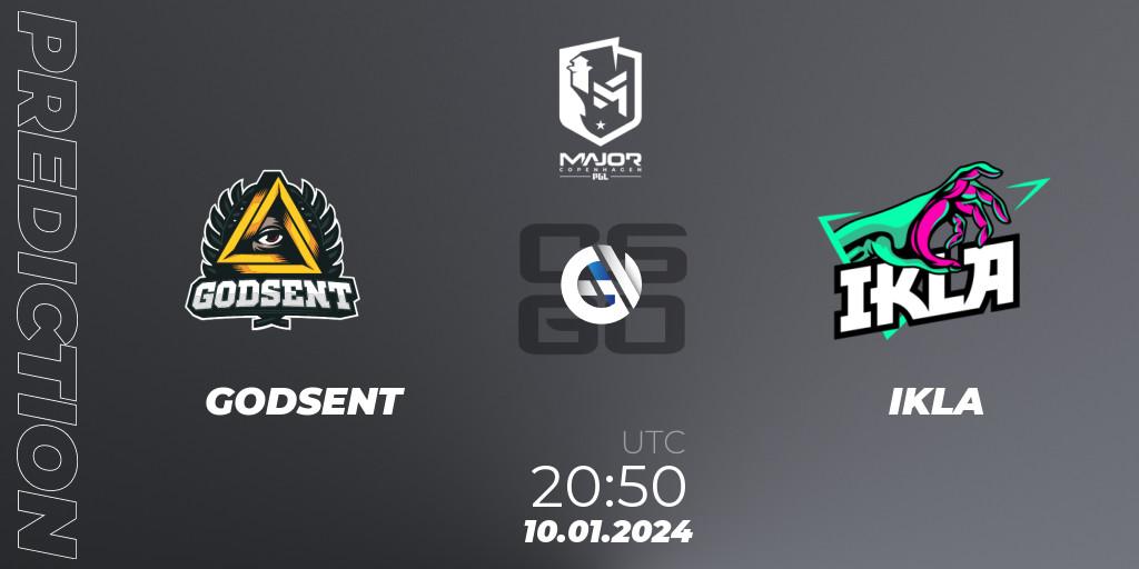 Prognose für das Spiel GODSENT VS IKLA. 10.01.24. CS2 (CS:GO) - PGL CS2 Major Copenhagen 2024 Europe RMR Open Qualifier 2