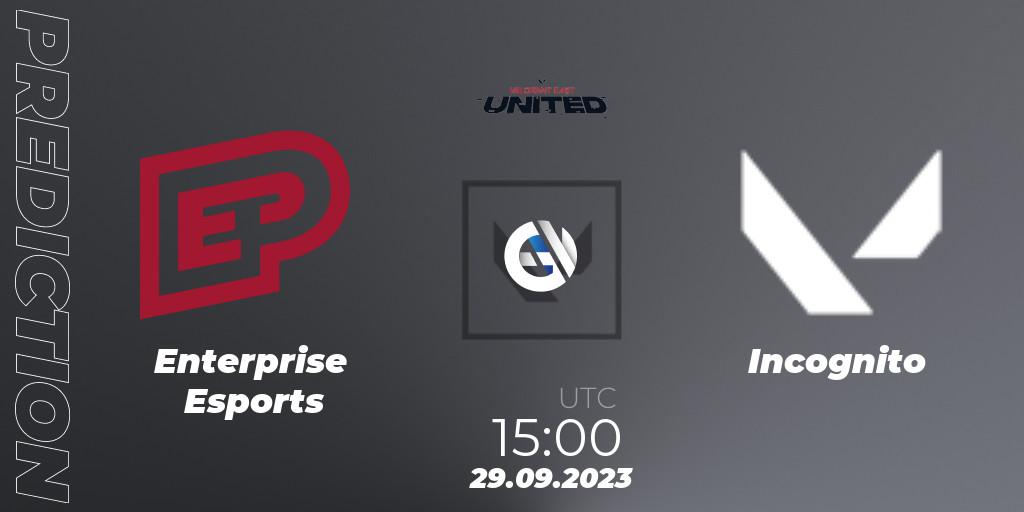 Prognose für das Spiel Enterprise Esports VS Incognito. 29.09.2023 at 15:00. VALORANT - VALORANT East: United: Season 2: Stage 3 - League