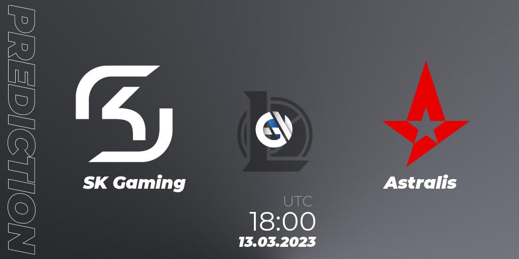 Prognose für das Spiel SK Gaming VS Astralis. 13.03.2023 at 17:00. LoL - LEC Spring 2023 - Regular Season