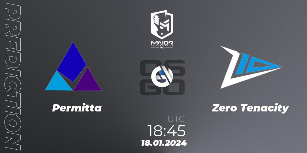 Prognose für das Spiel Permitta VS Zero Tenacity. 18.01.2024 at 18:45. Counter-Strike (CS2) - PGL CS2 Major Copenhagen 2024 Europe RMR Closed Qualifier