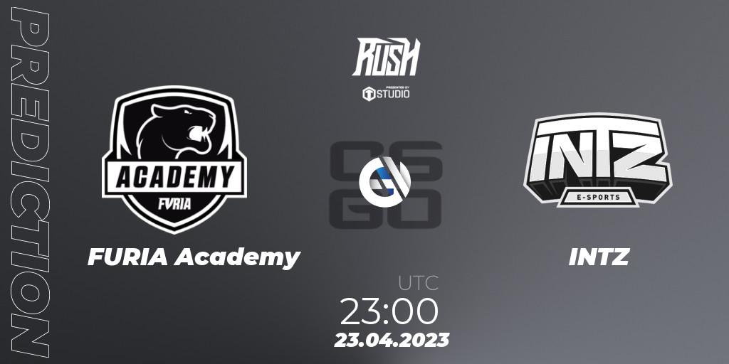 Prognose für das Spiel FURIA Academy VS INTZ. 23.04.2023 at 23:00. Counter-Strike (CS2) - TG Rush Autumn 2023: Open Qualifier #2