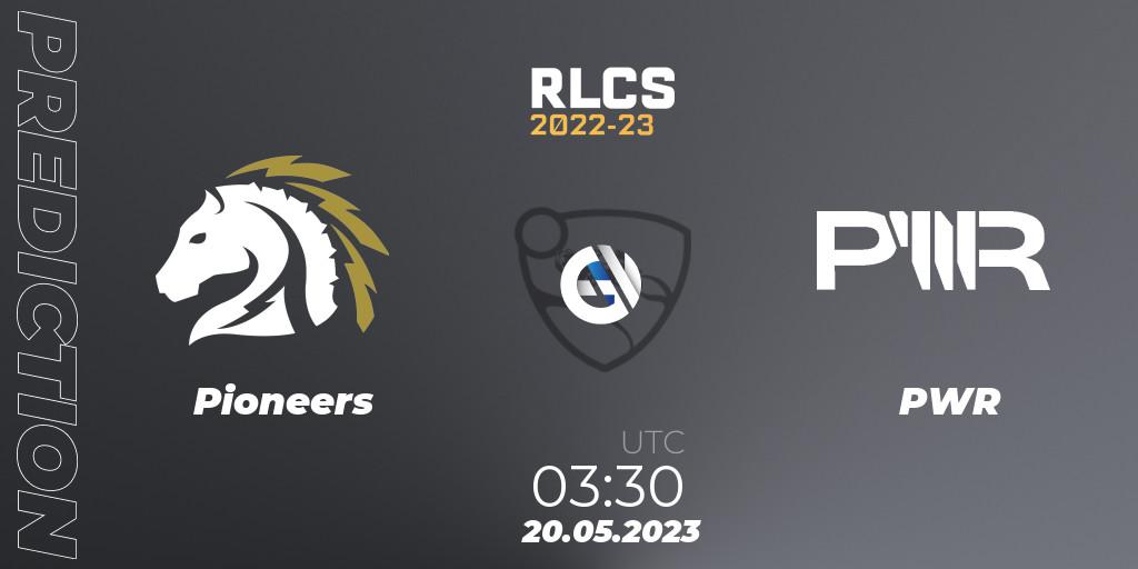 Prognose für das Spiel Pioneers VS PWR. 20.05.2023 at 03:30. Rocket League - RLCS 2022-23 - Spring: Oceania Regional 2 - Spring Cup