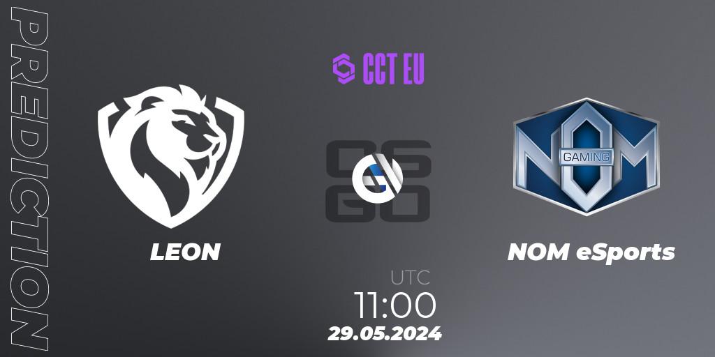 Prognose für das Spiel LEON VS NOM eSports. 29.05.2024 at 08:00. Counter-Strike (CS2) - CCT Season 2 Europe Series 5 Closed Qualifier