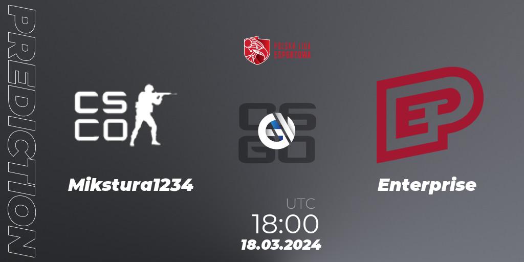 Prognose für das Spiel Mikstura1234 VS Enterprise. 18.03.24. CS2 (CS:GO) - Polska Liga Esportowa 2024: Split #1