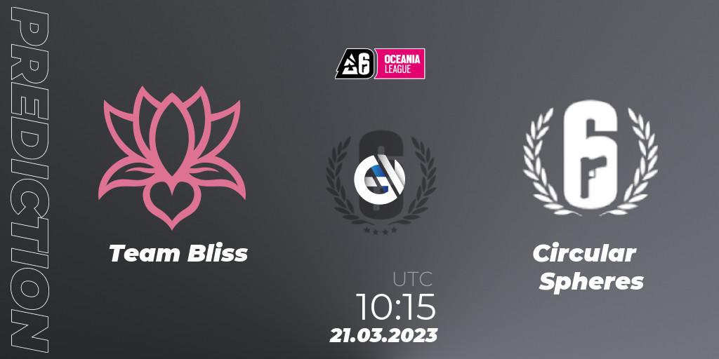 Prognose für das Spiel Team Bliss VS Circular Spheres. 21.03.23. Rainbow Six - Oceania League 2023 - Stage 1