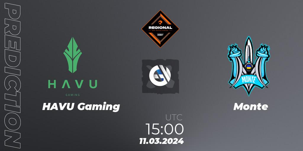 Prognose für das Spiel HAVU Gaming VS Monte. 11.03.24. Dota 2 - RES Regional Series: EU #1