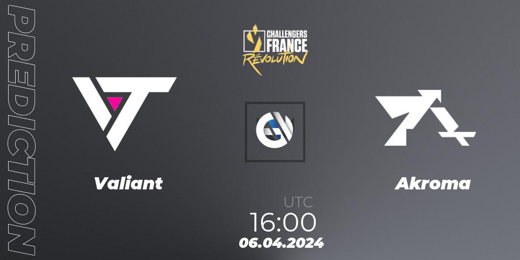 Prognose für das Spiel Valiant VS Akroma. 06.04.24. VALORANT - VALORANT Challengers 2024 France: Revolution Split 1