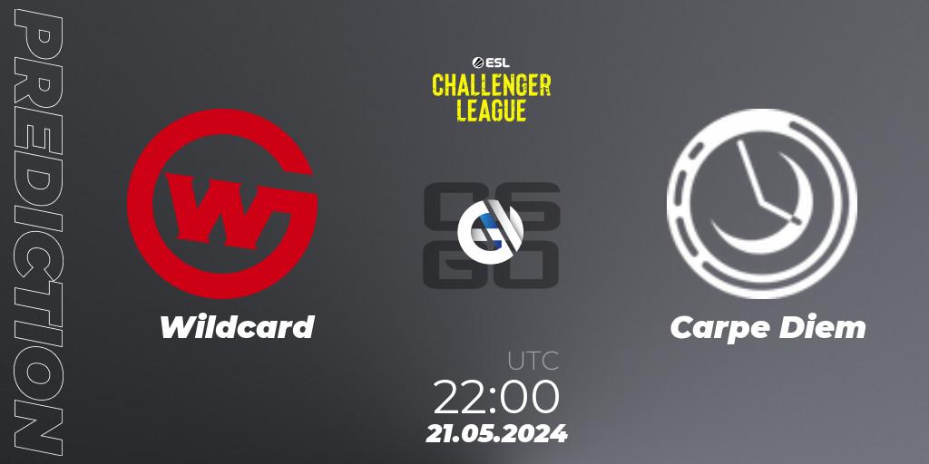 Prognose für das Spiel Wildcard VS Carpe Diem. 21.05.2024 at 22:00. Counter-Strike (CS2) - ESL Challenger League Season 47: North America
