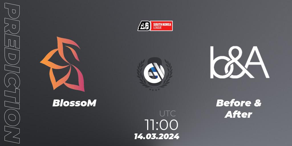 Prognose für das Spiel BlossoM VS Before & After. 14.03.2024 at 11:00. Rainbow Six - South Korea League 2024 - Stage 1