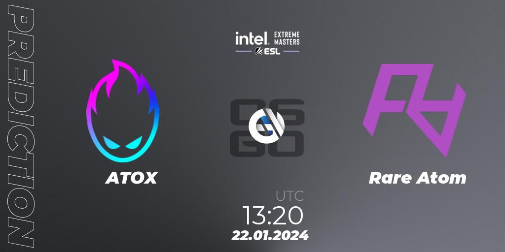 Prognose für das Spiel ATOX VS Rare Atom. 22.01.24. CS2 (CS:GO) - Intel Extreme Masters China 2024: Asian Open Qualifier #1