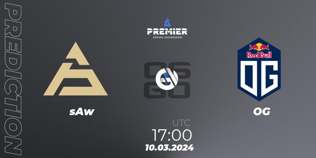 Prognose für das Spiel sAw VS OG. 10.03.24. CS2 (CS:GO) - BLAST Premier: Spring Showdown 2024