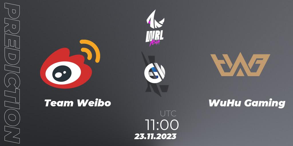 Prognose für das Spiel Team Weibo VS WuHu Gaming. 23.11.23. Wild Rift - WRL Asia 2023 - Season 2 - Regular Season