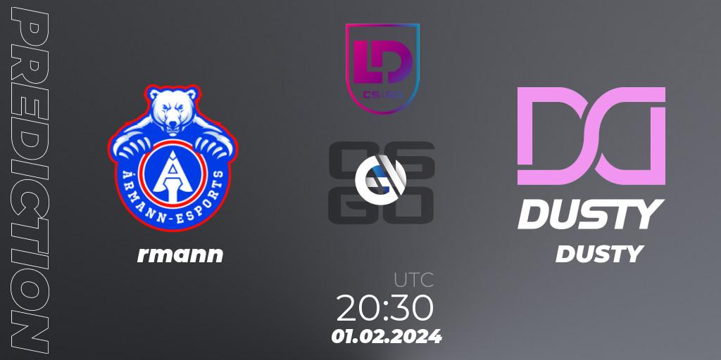 Prognose für das Spiel Ármann VS DUSTY. 01.02.24. CS2 (CS:GO) - Icelandic Esports League Season 8: Regular Season