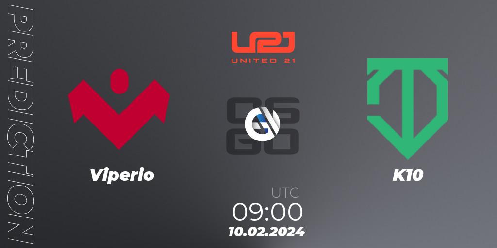 Prognose für das Spiel Viperio VS K10. 10.02.2024 at 09:00. Counter-Strike (CS2) - United21 Season 11