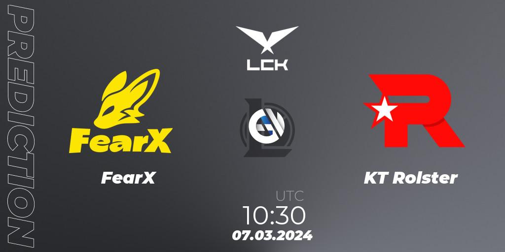Prognose für das Spiel FearX VS KT Rolster. 07.03.24. LoL - LCK Spring 2024 - Group Stage
