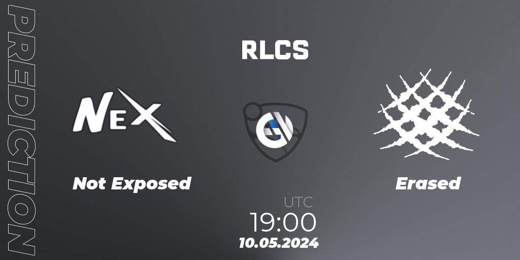 Prognose für das Spiel Not Exposed VS Erased. 10.05.2024 at 19:00. Rocket League - RLCS 2024 - Major 2: SAM Open Qualifier 5