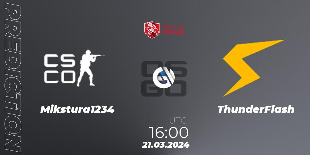 Prognose für das Spiel Mikstura1234 VS ThunderFlash. 21.03.24. CS2 (CS:GO) - Polska Liga Esportowa 2024: Split #1