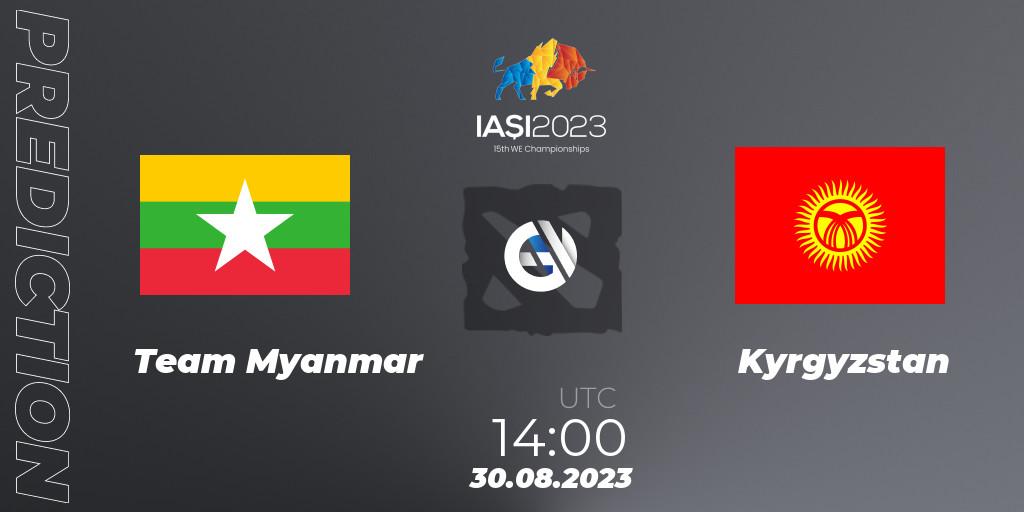 Prognose für das Spiel Team Myanmar VS Kyrgyzstan. 30.08.2023 at 14:30. Dota 2 - IESF World Championship 2023