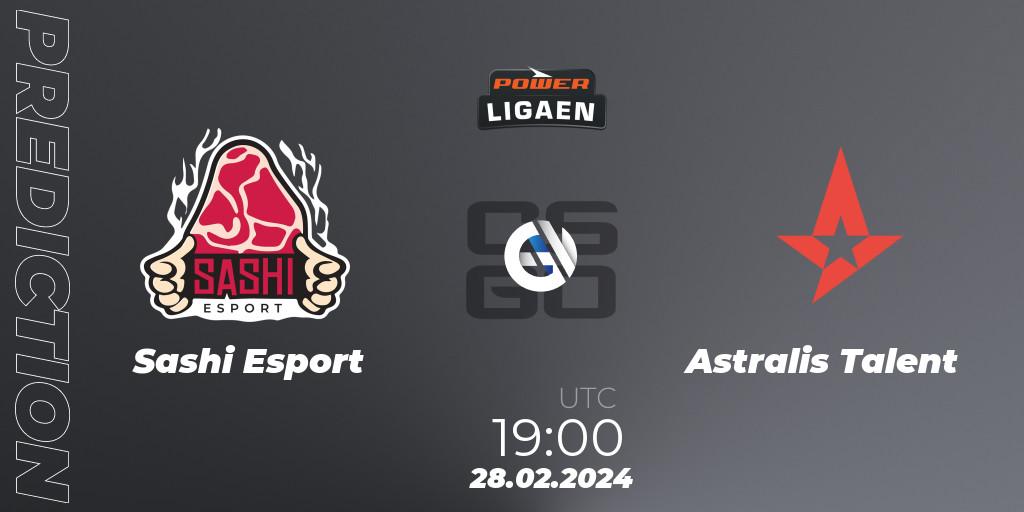 Prognose für das Spiel Sashi Esport VS Astralis Talent. 28.02.24. CS2 (CS:GO) - Dust2.dk Ligaen Season 25