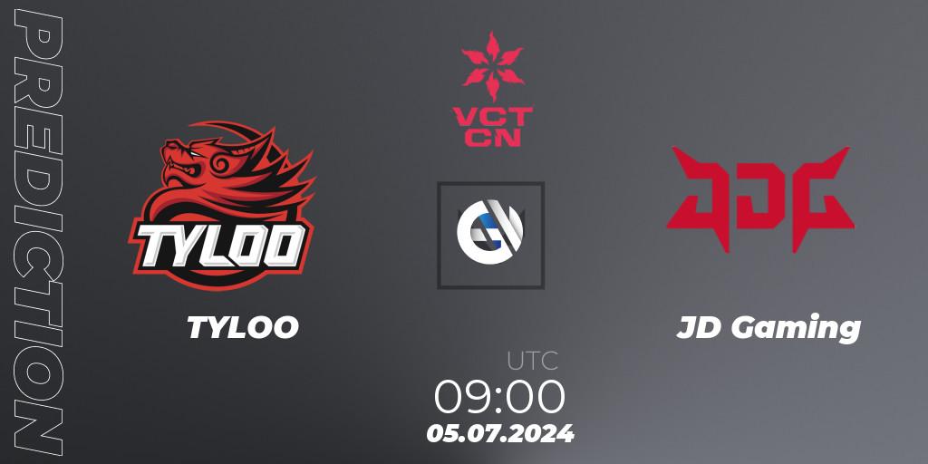 Prognose für das Spiel TYLOO VS JD Gaming. 05.07.2024 at 09:00. VALORANT - VALORANT Champions Tour China 2024: Stage 2 - Group Stage
