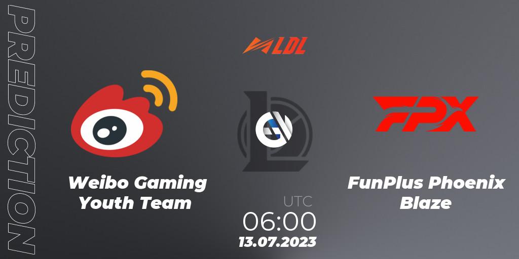 Prognose für das Spiel Weibo Gaming Youth Team VS FunPlus Phoenix Blaze. 13.07.2023 at 06:00. LoL - LDL 2023 - Regular Season - Stage 3