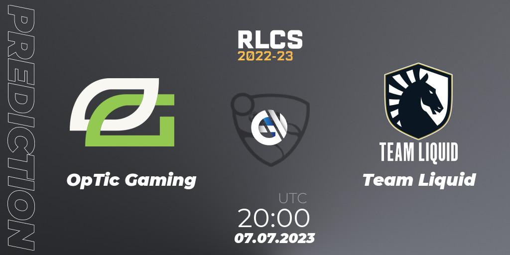 Prognose für das Spiel OpTic Gaming VS Team Liquid. 07.07.23. Rocket League - RLCS 2022-23 Spring Major