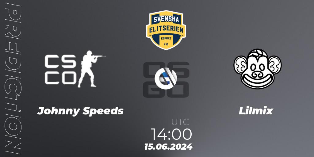 Prognose für das Spiel Johnny Speeds VS Lilmix. 15.06.2024 at 14:10. Counter-Strike (CS2) - Svenska Elitserien Spring 2024